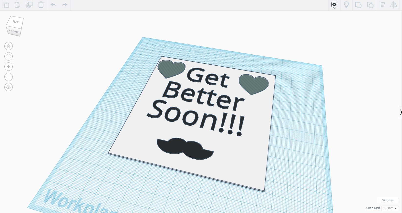 Get Better Soon Signage With Hearts and Mustache (Single Color printers supported)