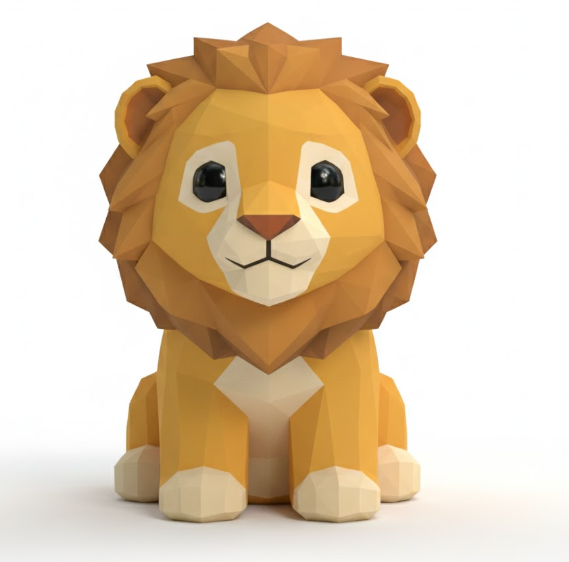 low poly lion