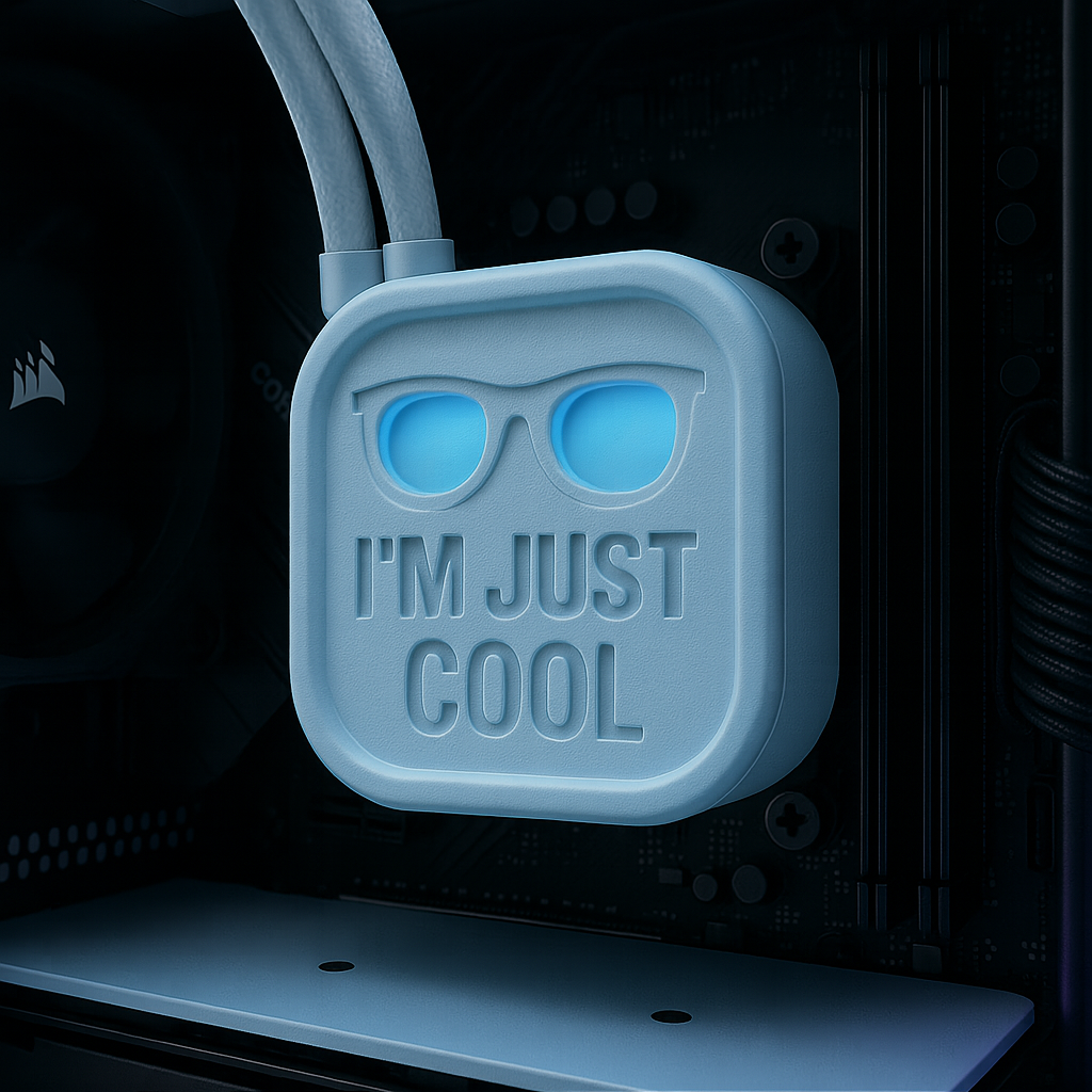 "I'M JUST COOL" - Custom Cover for Corsair AIO Liquid Cooler