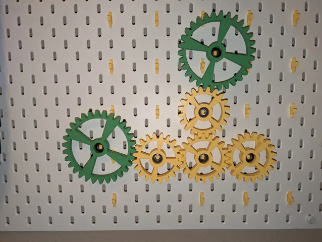 Gear toy using ikea skadis peg board