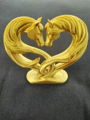 Heart Horses Couple Statue With Intertwined Flowing Manes