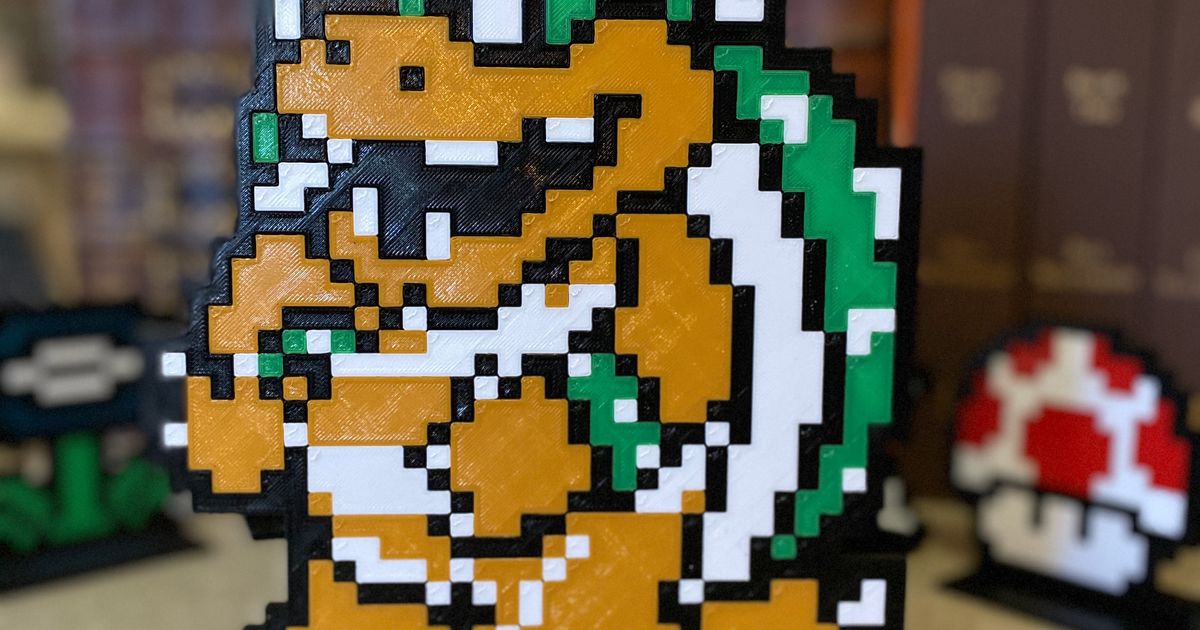 Perler Bead Bowser From Super Mario Kart 