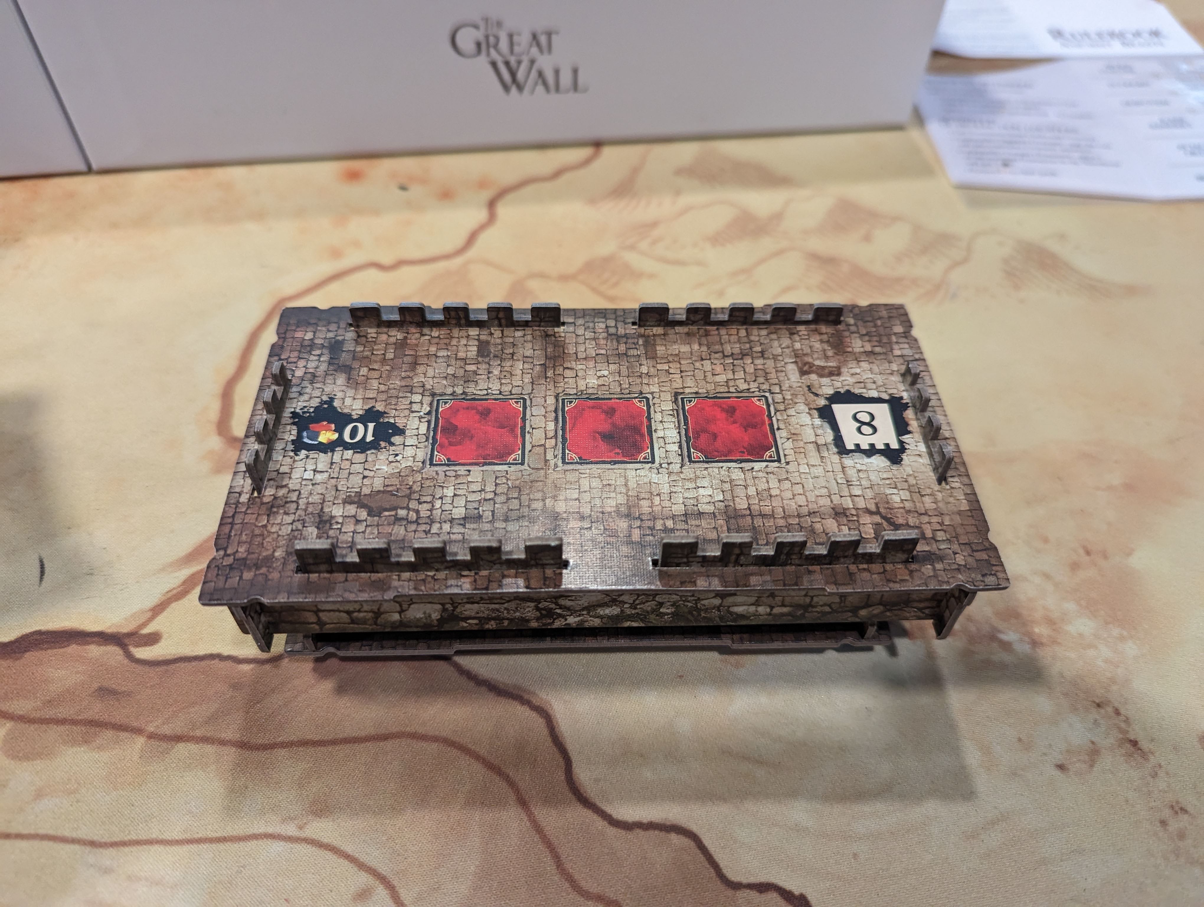 The Great Wall Board Game Insert Organizer With Sleeved Cards Assembled Towers Walls By 