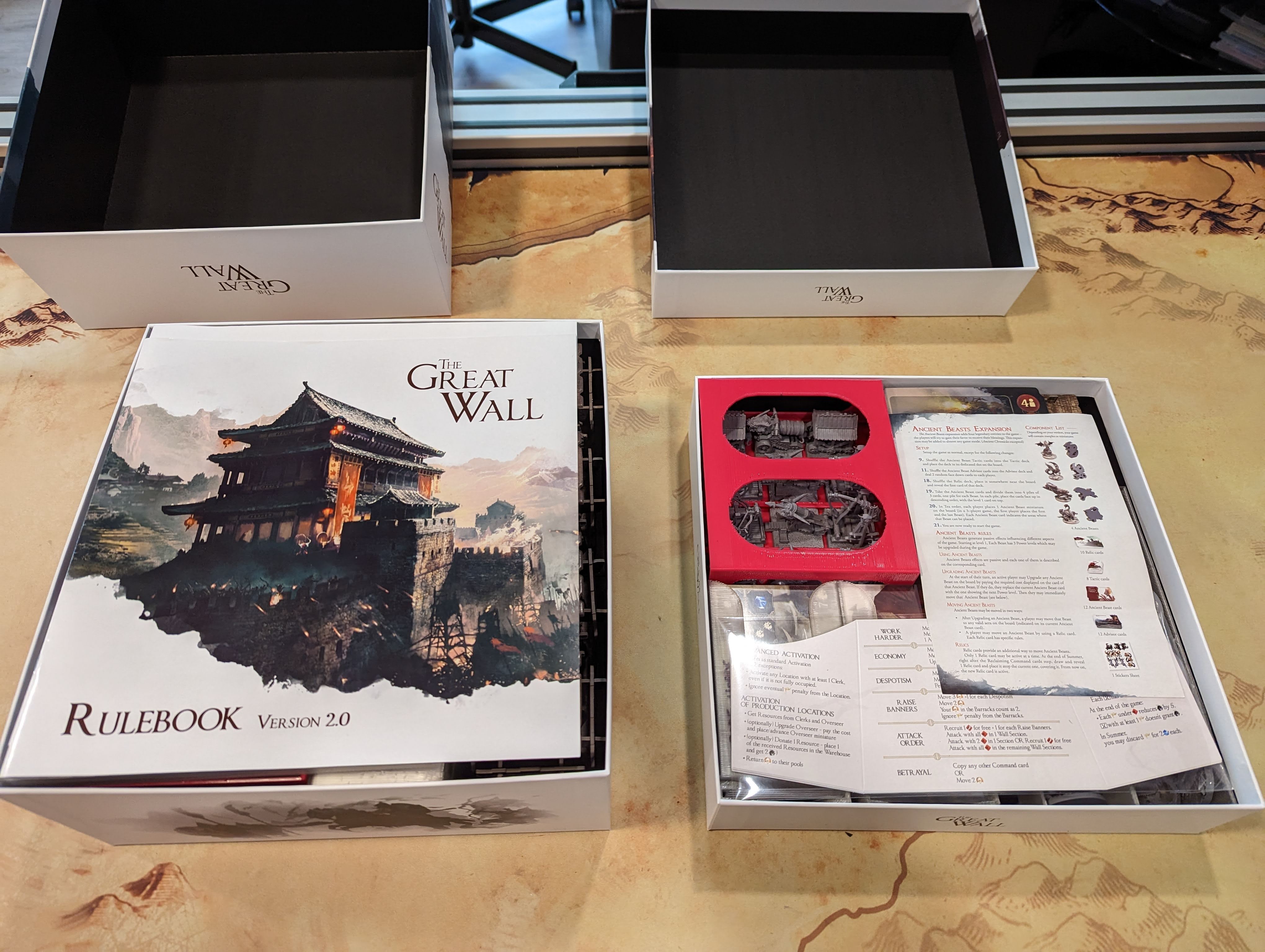 The Great Wall board game insert / organizer with sleeved cards