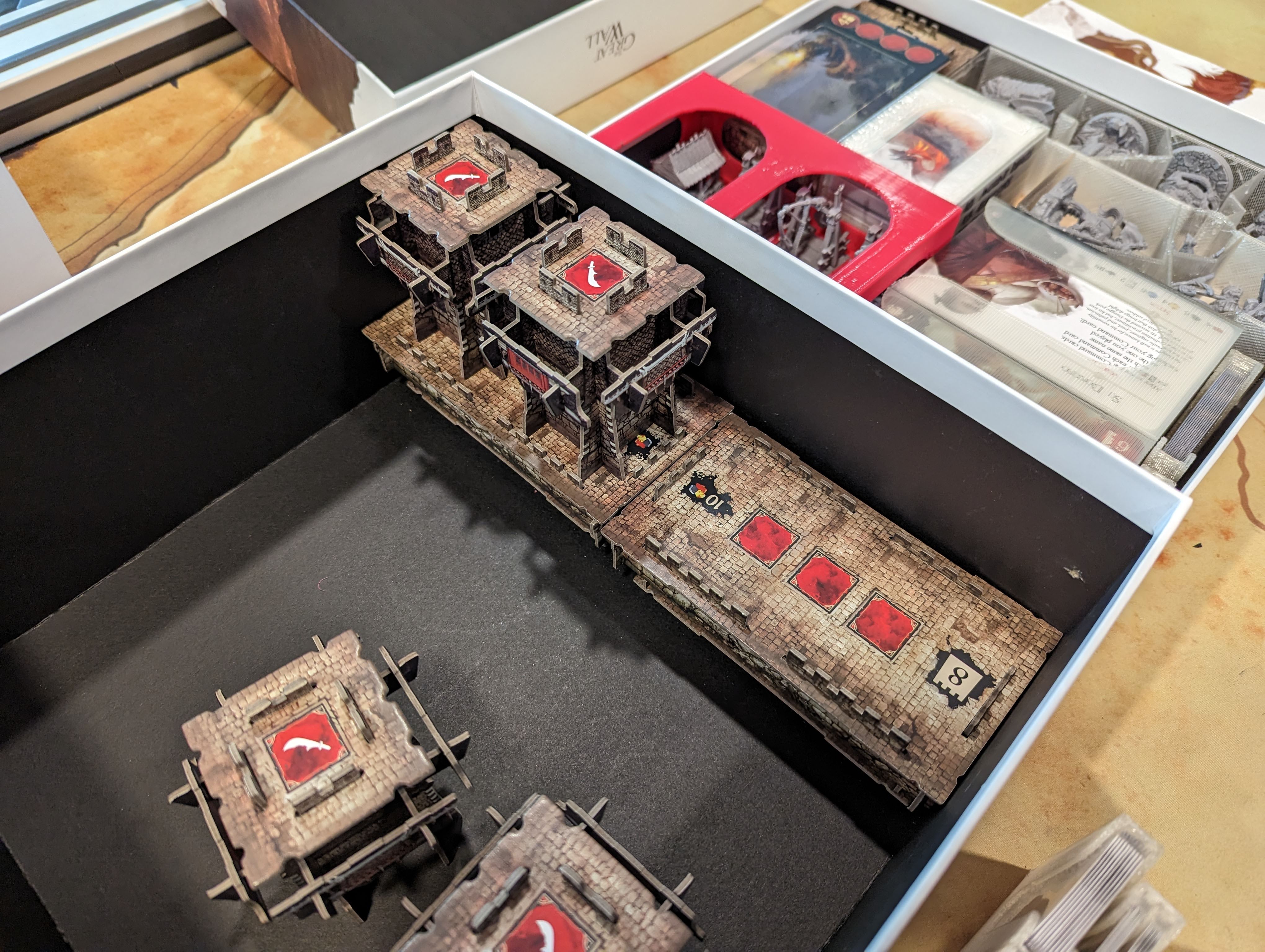 The Great Wall board game insert / organizer with sleeved cards