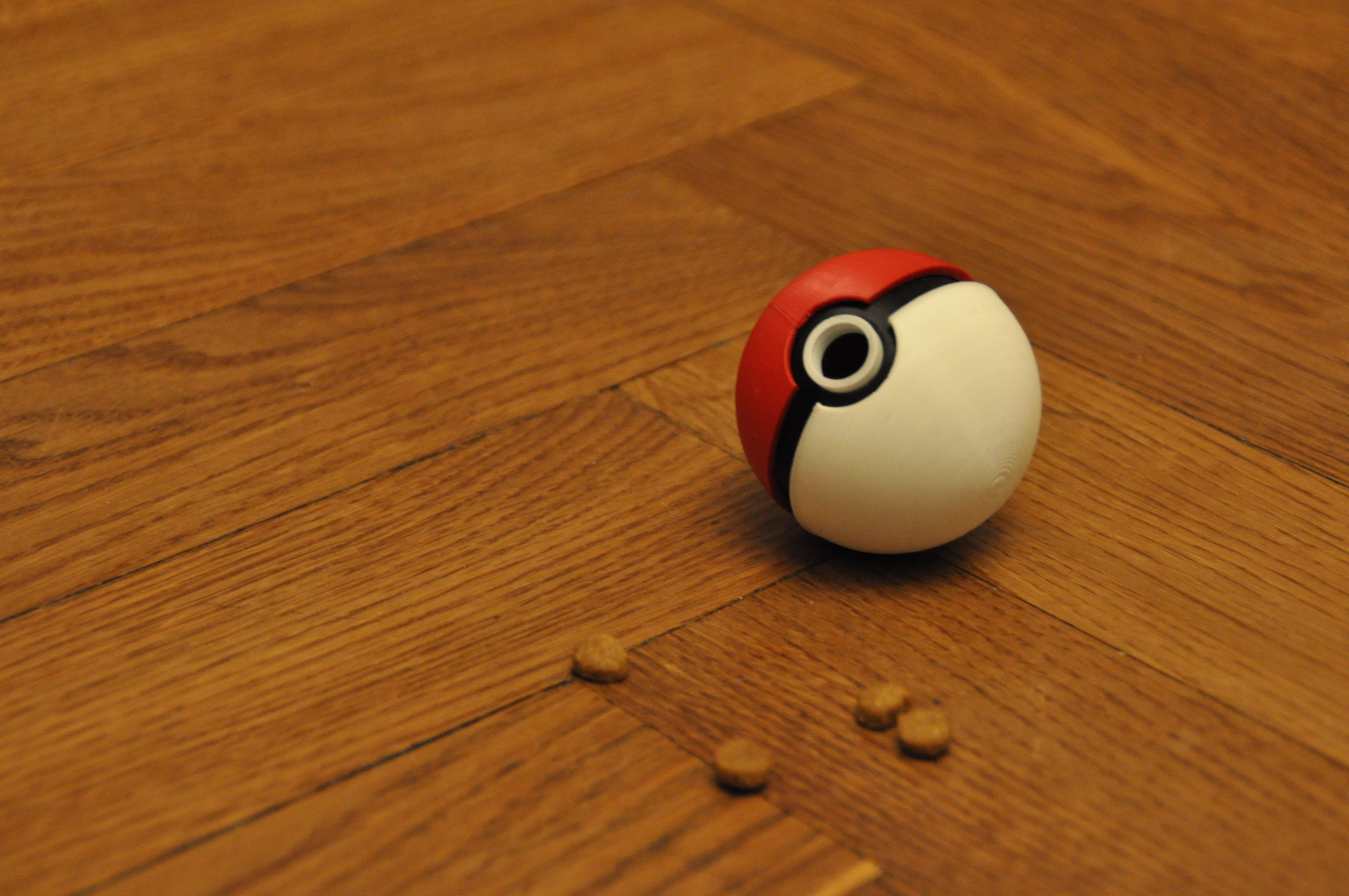 Pokeball treat toy for cats
