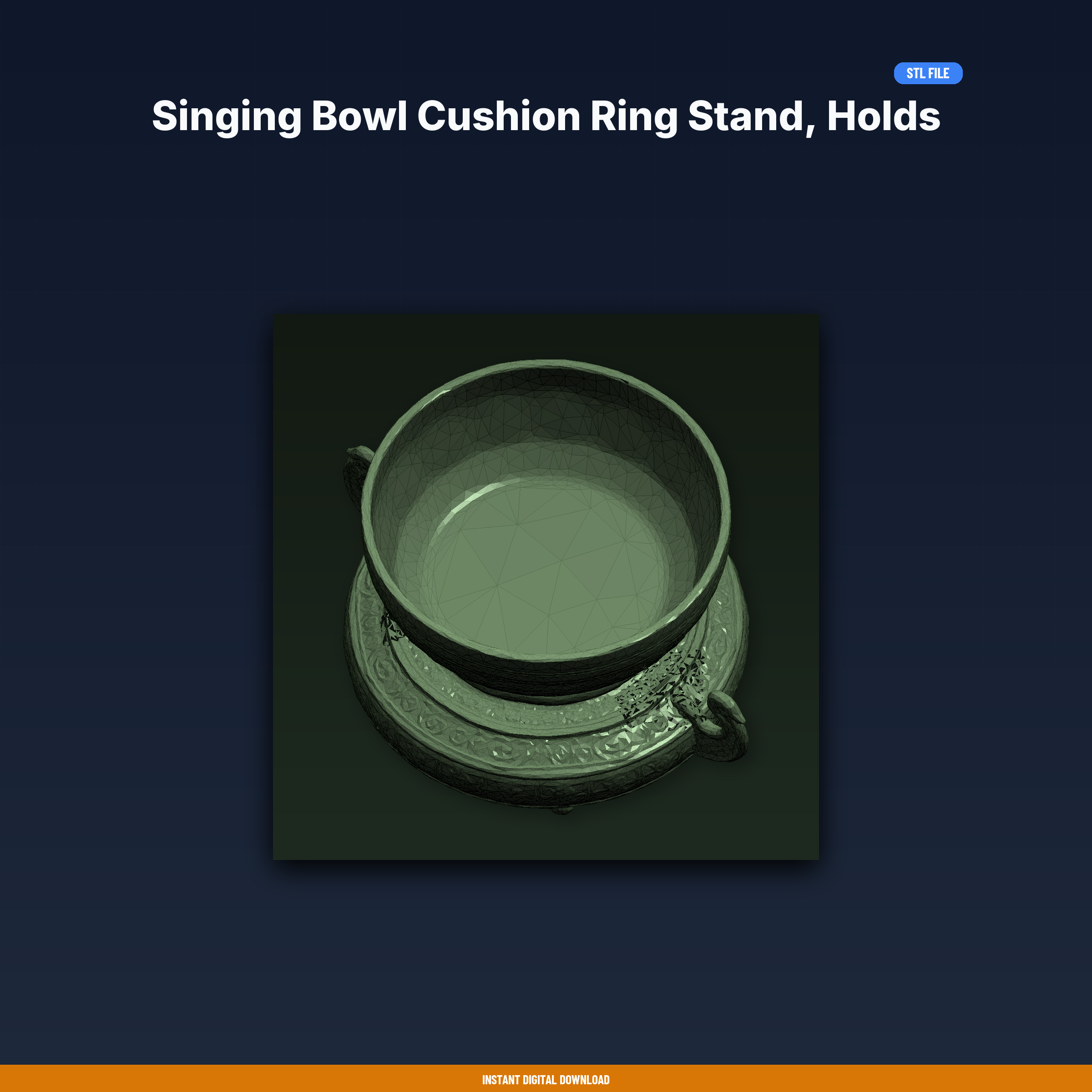 Singing Bowl Cushion Ring Stand, Holds Tibetan Bowl, Meditation - 3D Printable STL File