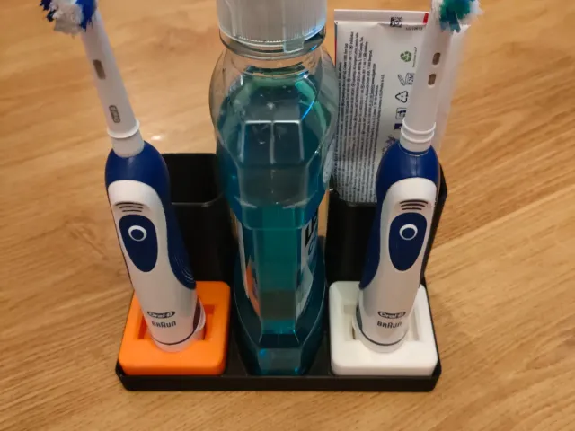 Tray for toothbrushes, toothpaste and Listerine mouthwash
