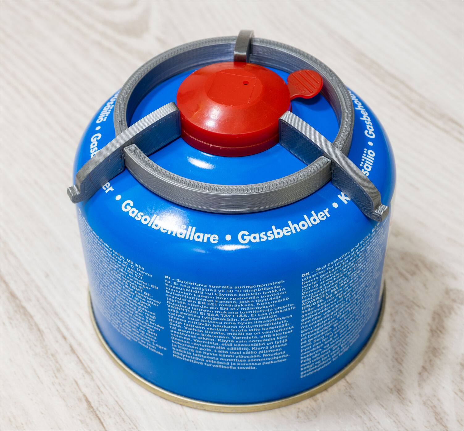 Camping gas canister support