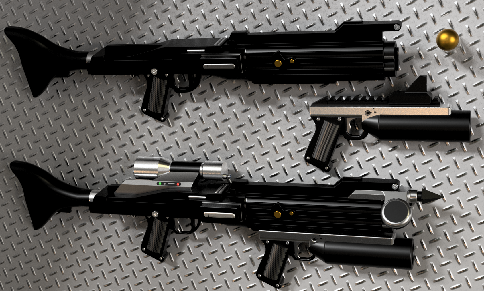 Custom double barreled DC15-EX hybrid rifle with fixed stock for 1:12 , 1:6 and 1:1 figures and cosplay Star Wars Revenge of the Sith