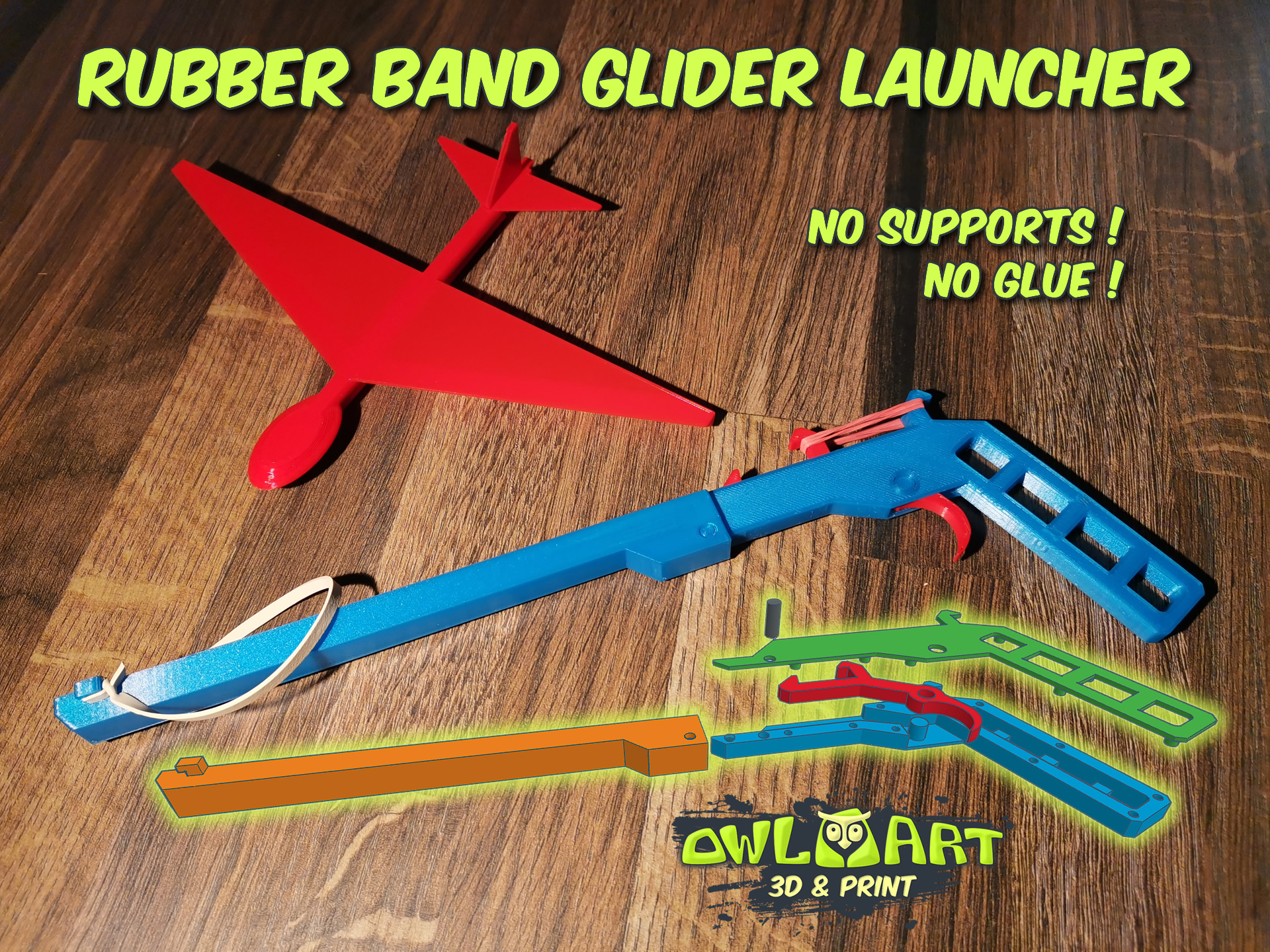 Rubber Band Glider Launcher by OwL Art | Download free STL model ...