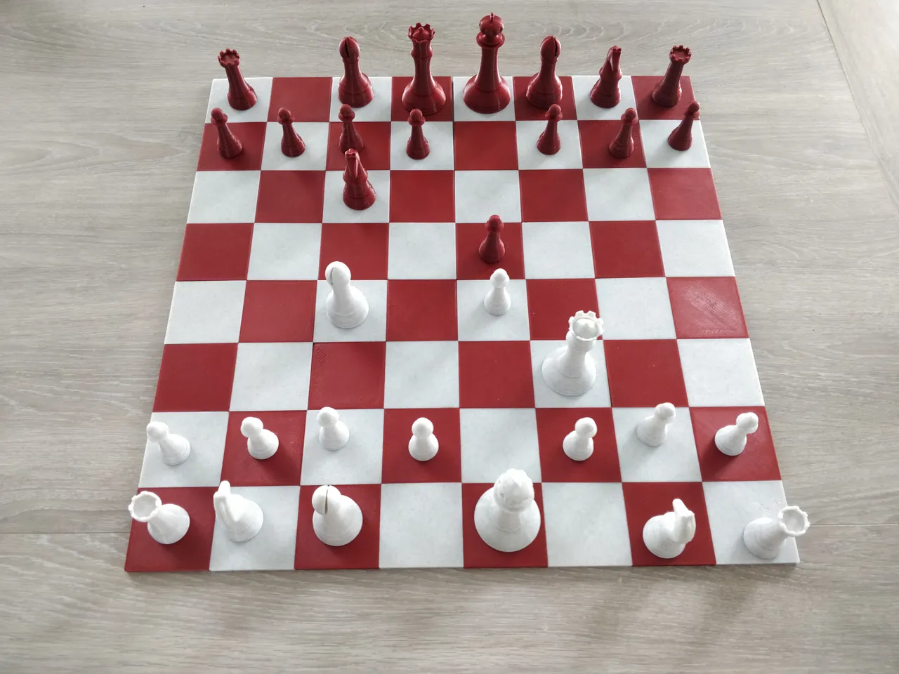 Chess Pieces 4 White Chessboard Setup Board Game (Download Now) 