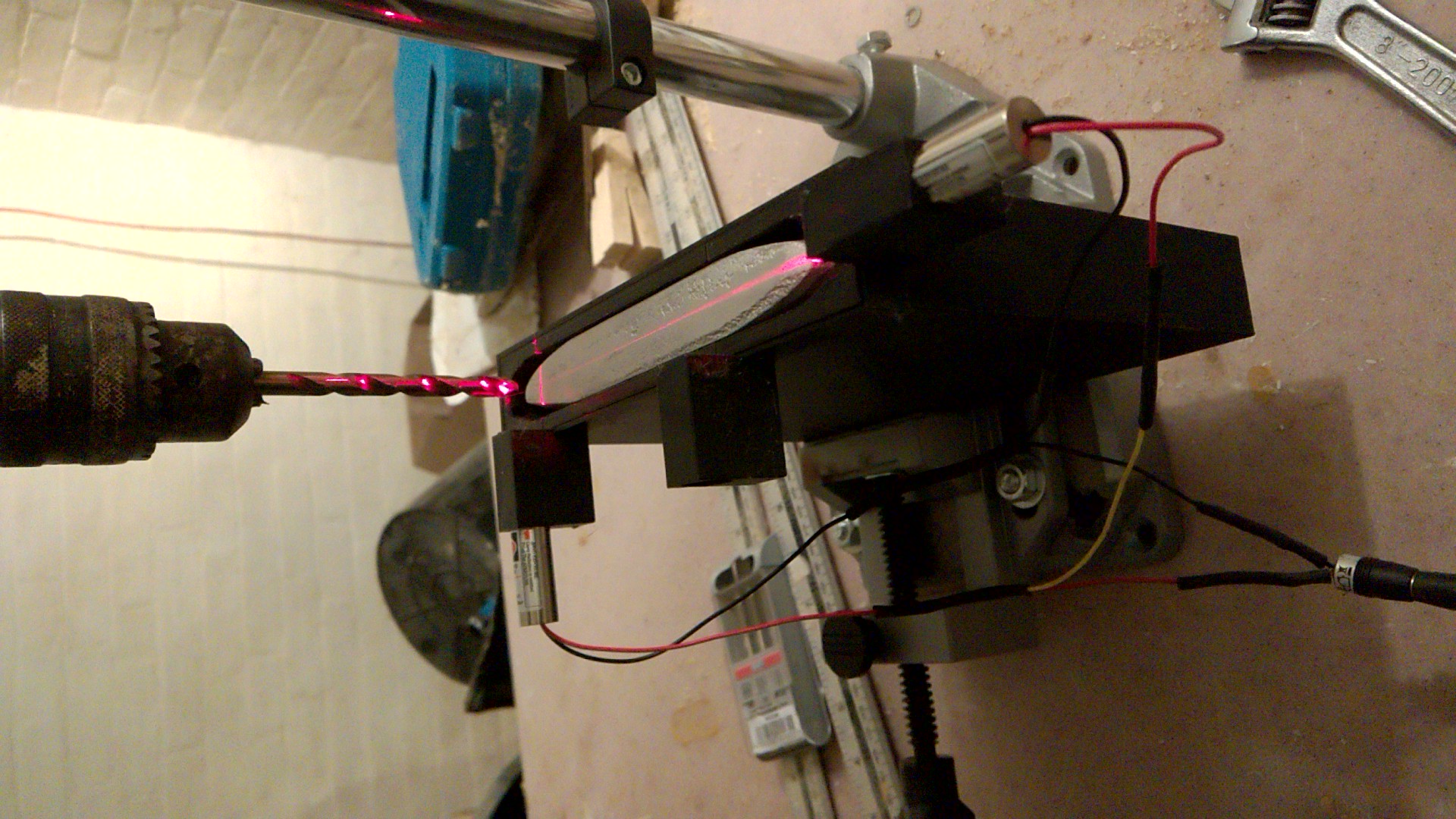 Laser alignment tool for a pillar or ordinary drill.
