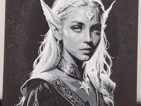 D&D Female Elf Mage HueForge Filament Painting (2 Colors)