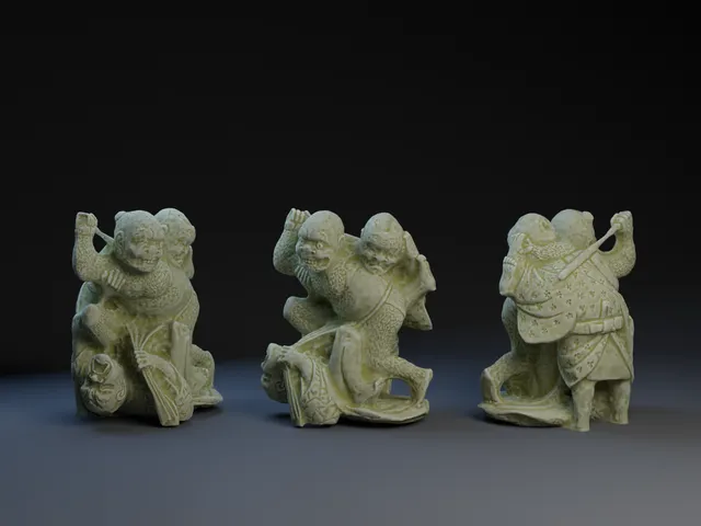 Two Blind Men and A Beast Japanese Netsuke.