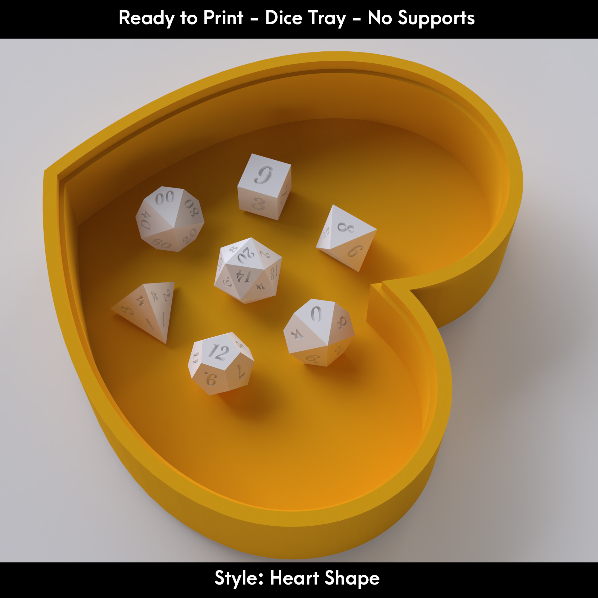Ready to Print - Dice Tray with Lid – No Supports Needed - Heart Shape Style — miniatura 2