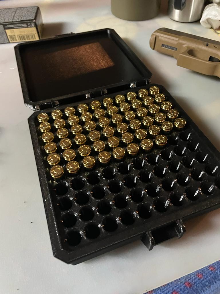 9mm Bullet Checker Scatola Munizioni 9x19 - 100 Colpi Con Custodia Flip ...