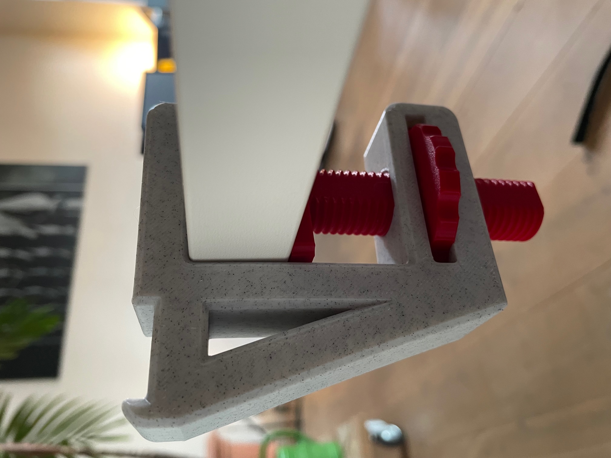 Desk C-clamp with hook
