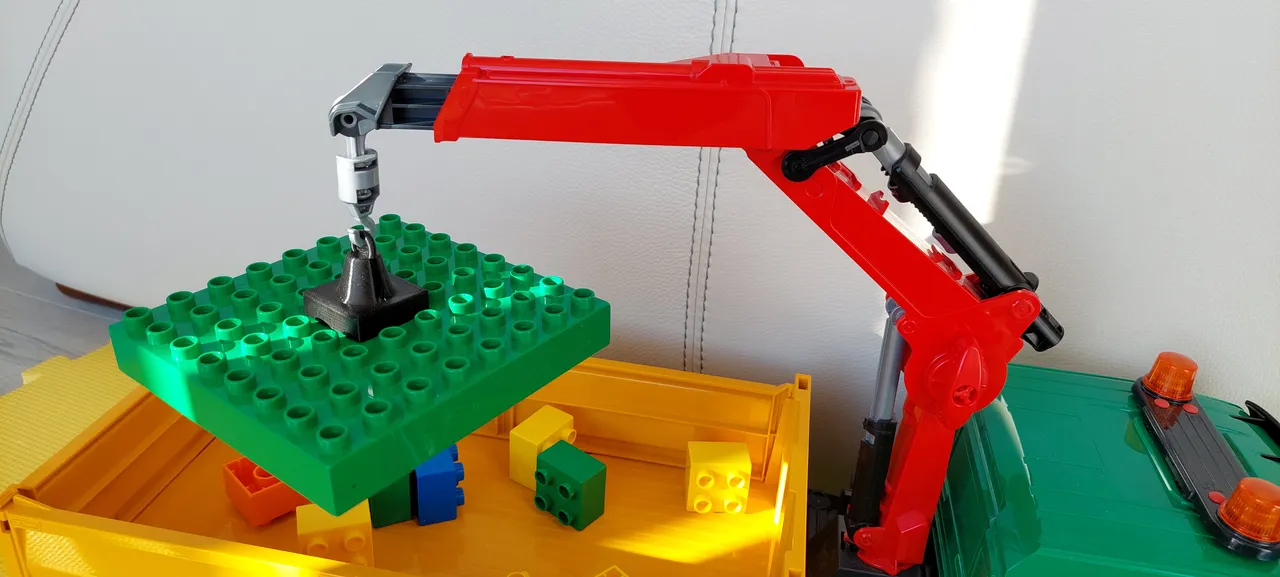 Lego Duplo VEHICLE CRANE ARM BASE BLACK HOOK w/ SILVER HOLDER Tow Truck Part