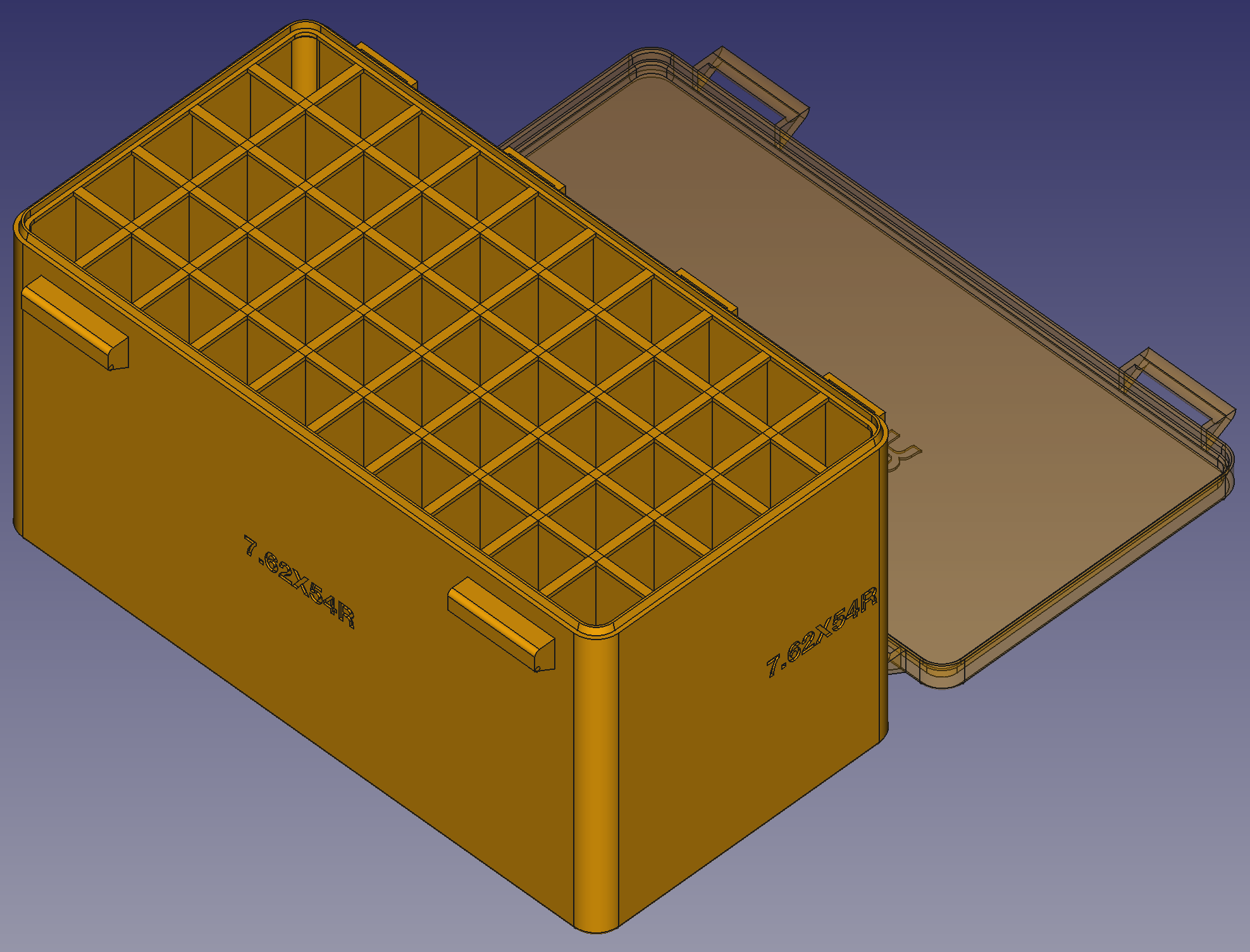 7.62X54mm Rimmed, Head Up, Snug Double Snap Latch Modular Ammo Box