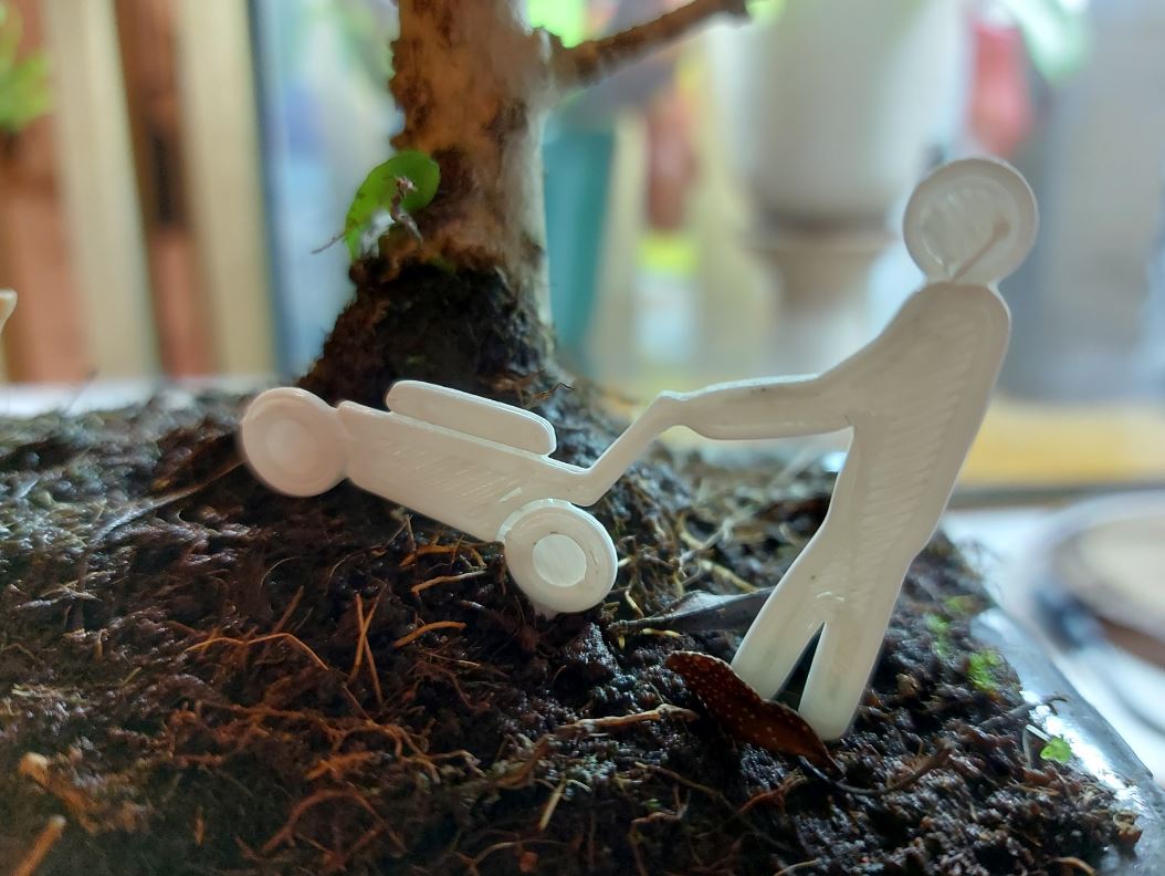 Lawn Mower Bonsai Stick Guy Figure