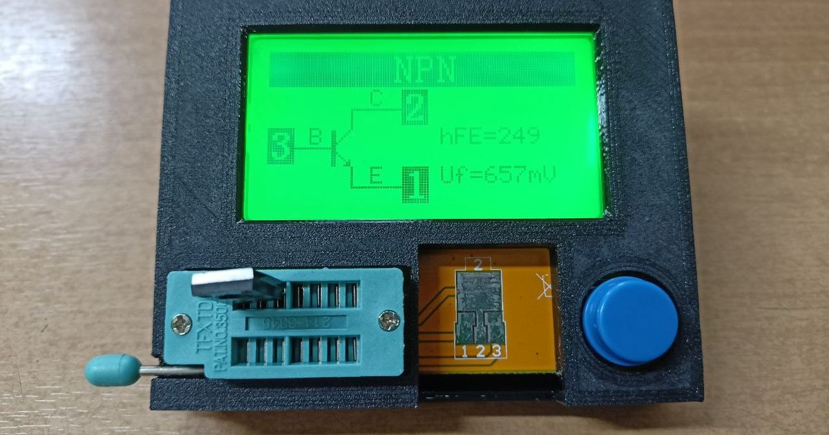 Component tester case for 66.5mm x 35.5mm pcb holes by alexan_e