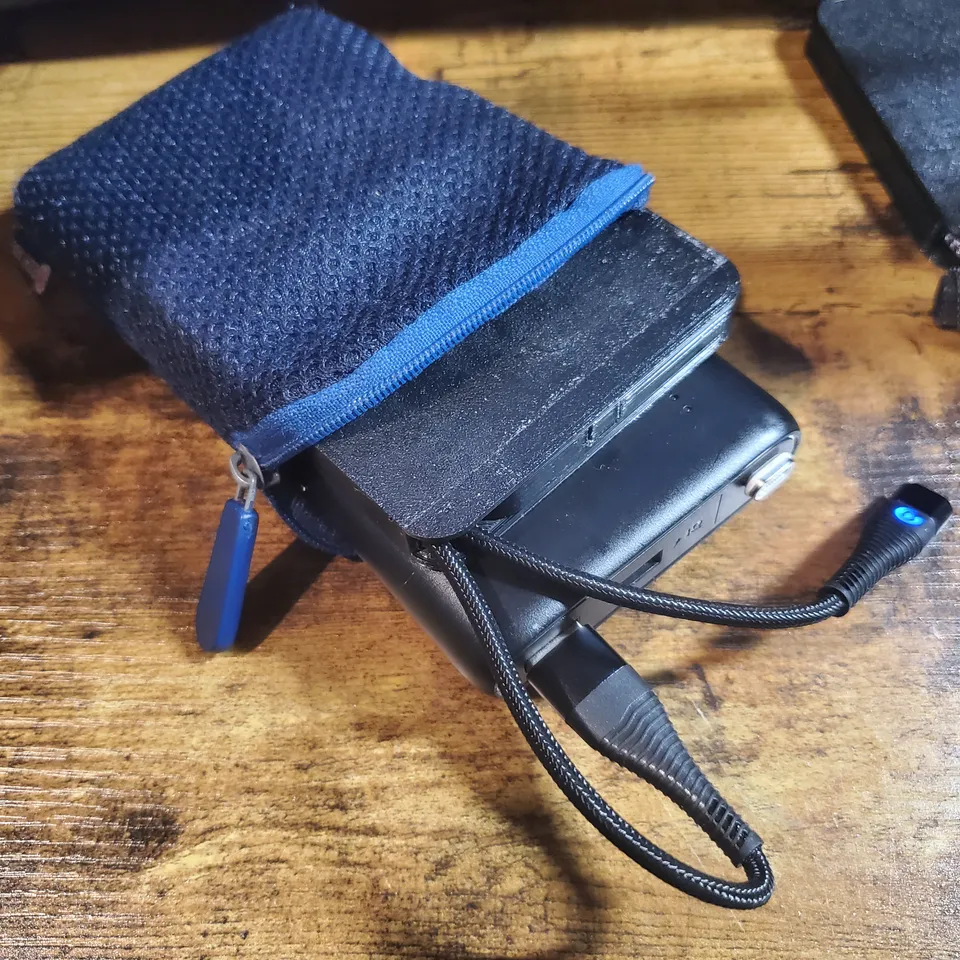 Blue Leather Folding Cable Organizer