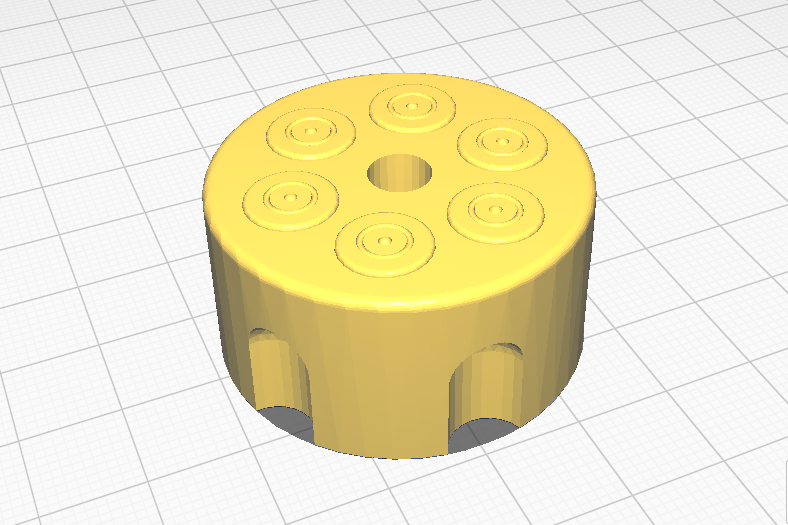 Revolver cylinder with six bullets