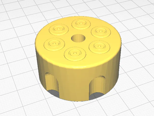 Revolver cylinder with six bullets