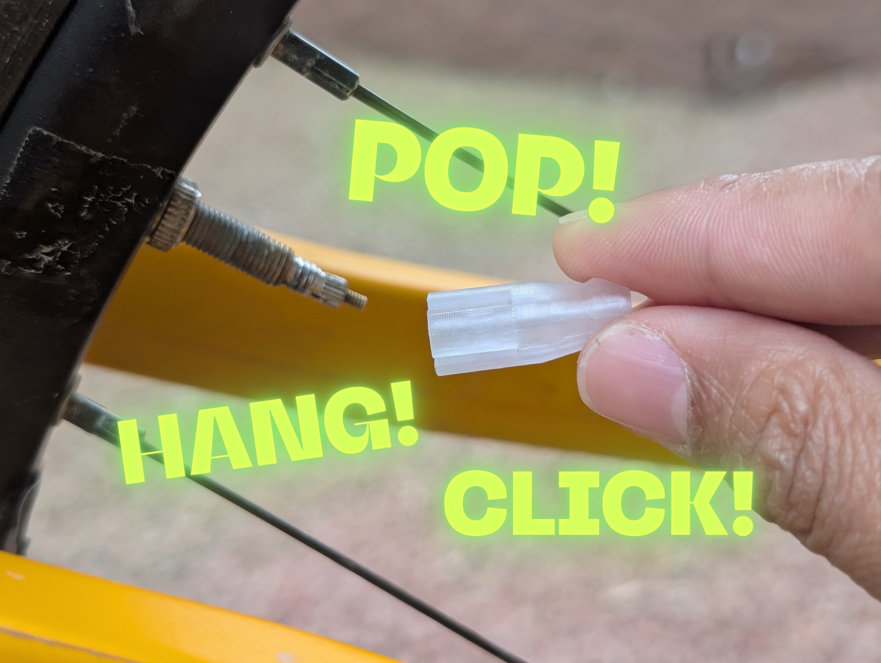 Pop, Hang and Click Valve Caps