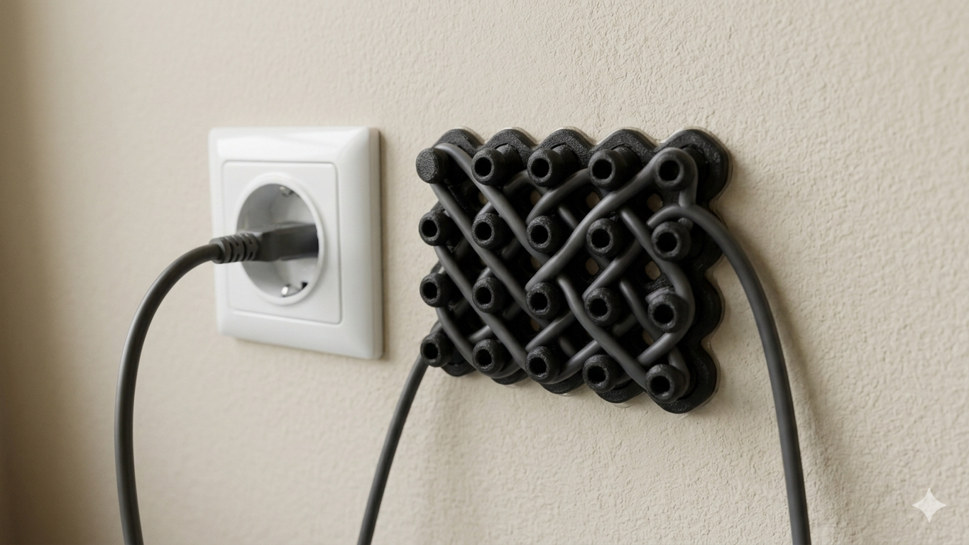 Miniatura 2 do modelo 3D Modular Grid Cable Organizer Wall Mount
