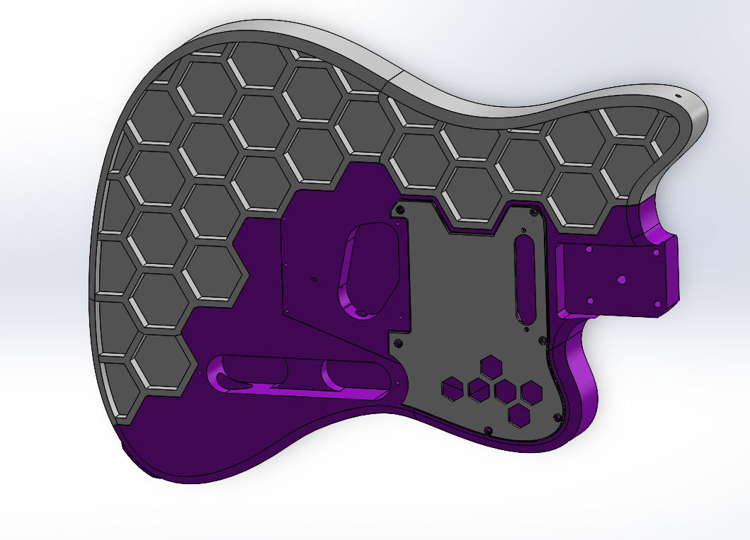 Prusacaster with Solid Back + Epoxy + Hexagon Pickguard (Reduced filament) — thumbnail 3
