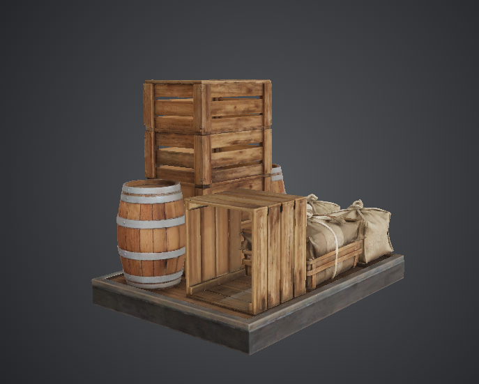 Cargo Crates, Barrels and Supply Sacks Set – Medieval Fantasy Scatter Terrain