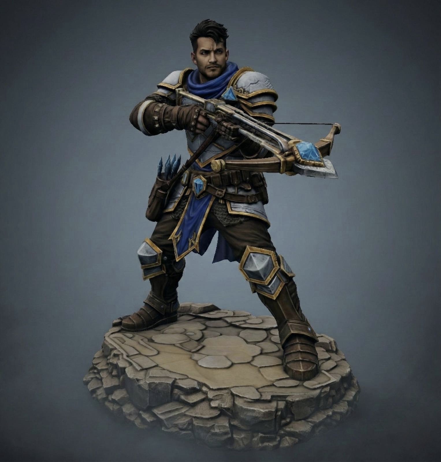 Vhorlath Realms – Human – Crossbowman Sentinel, Boltwarden of the Iron Covenant (Dark Fantasy 3D Printable Miniature STL)