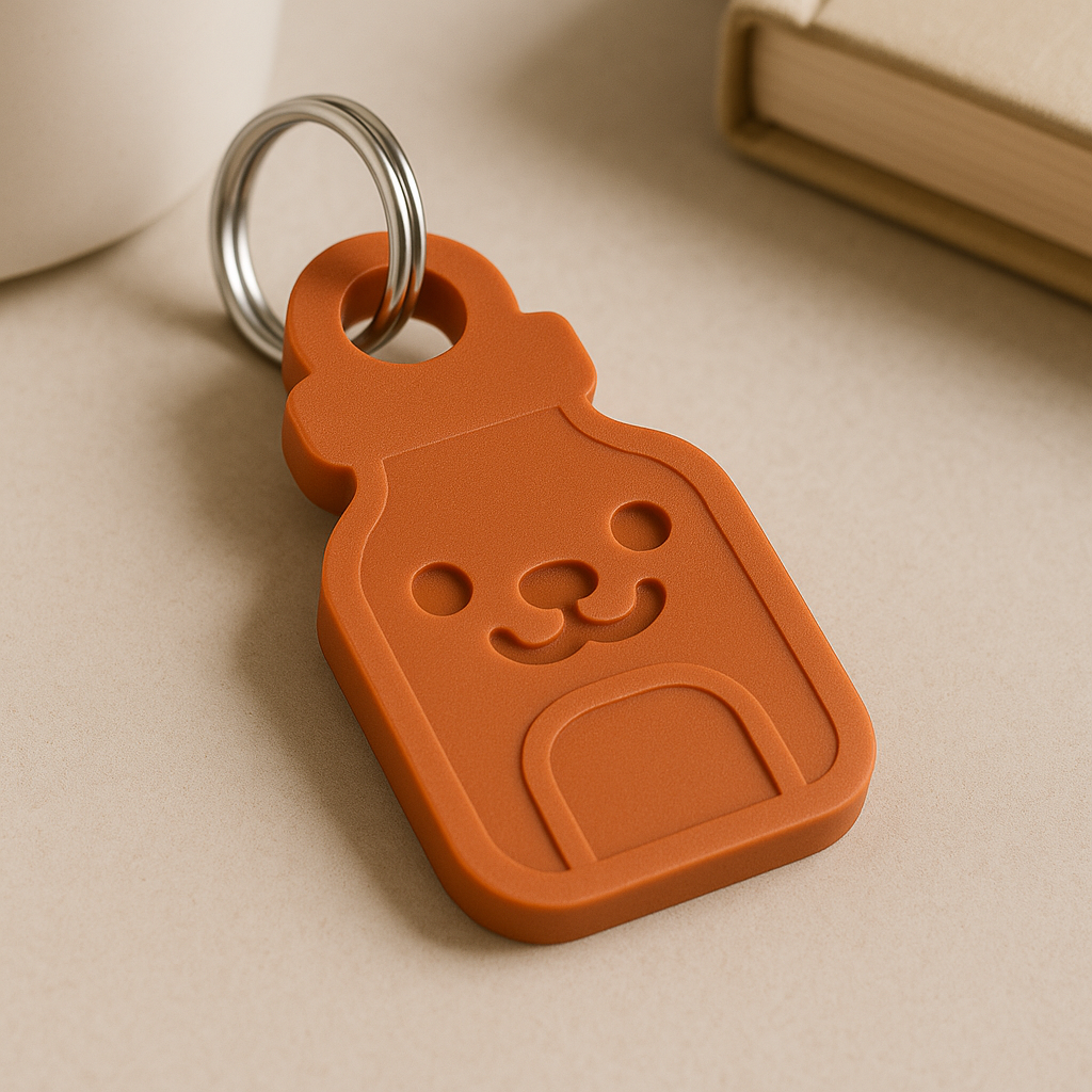 Cute Bottle 3D Printed Keychain in Multiple Colors - Durable and Lightweight Accessory