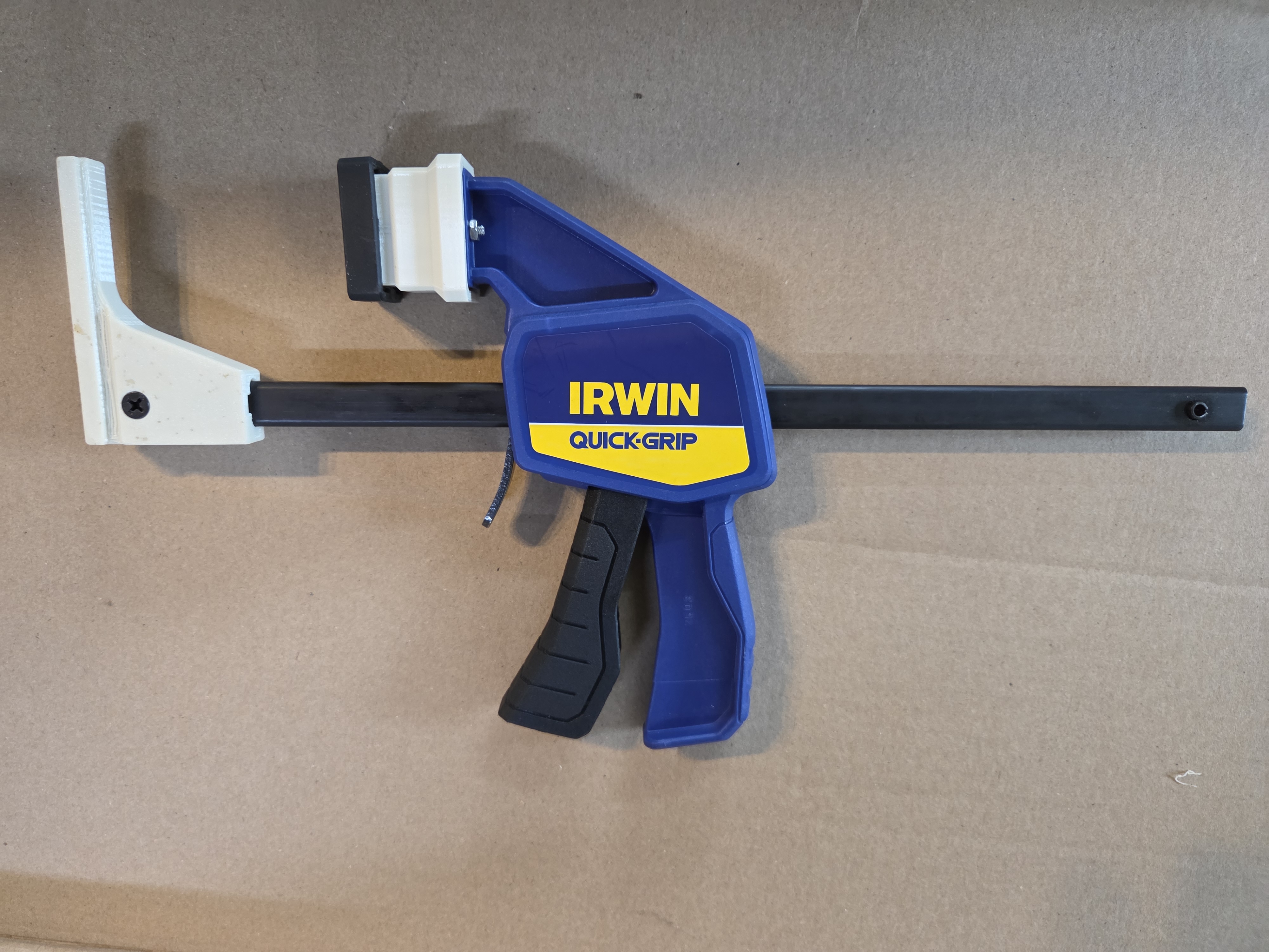 Irwin Quick Grip clamp on Scheppach track saw rail
