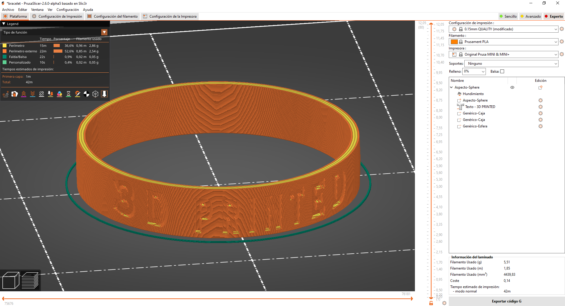 Customizable flexible bracelet. Fully designed with PrusaSlicer.