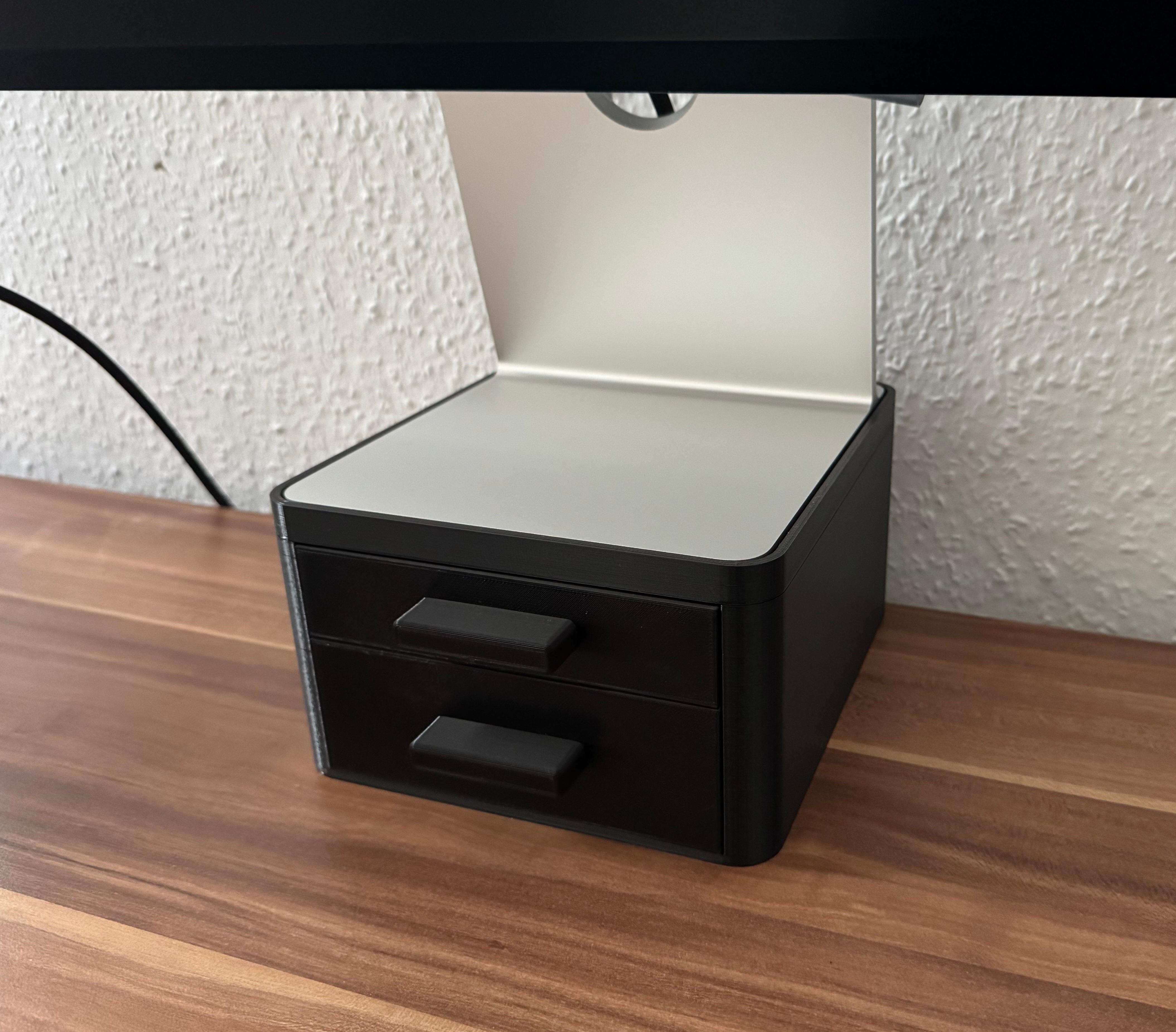 Apple Studio Display stand riser with drawers