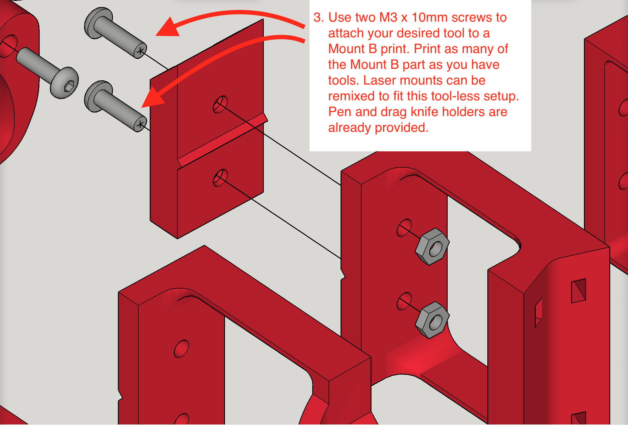 LowRider v3 CNC Toolless QuickChange Accessory Holder supports