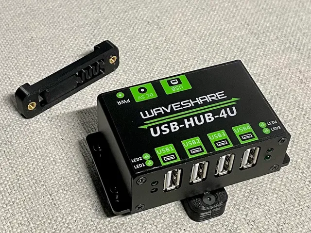 Waveshare USB-HUB-4U Mount for DIN Rail Bracket