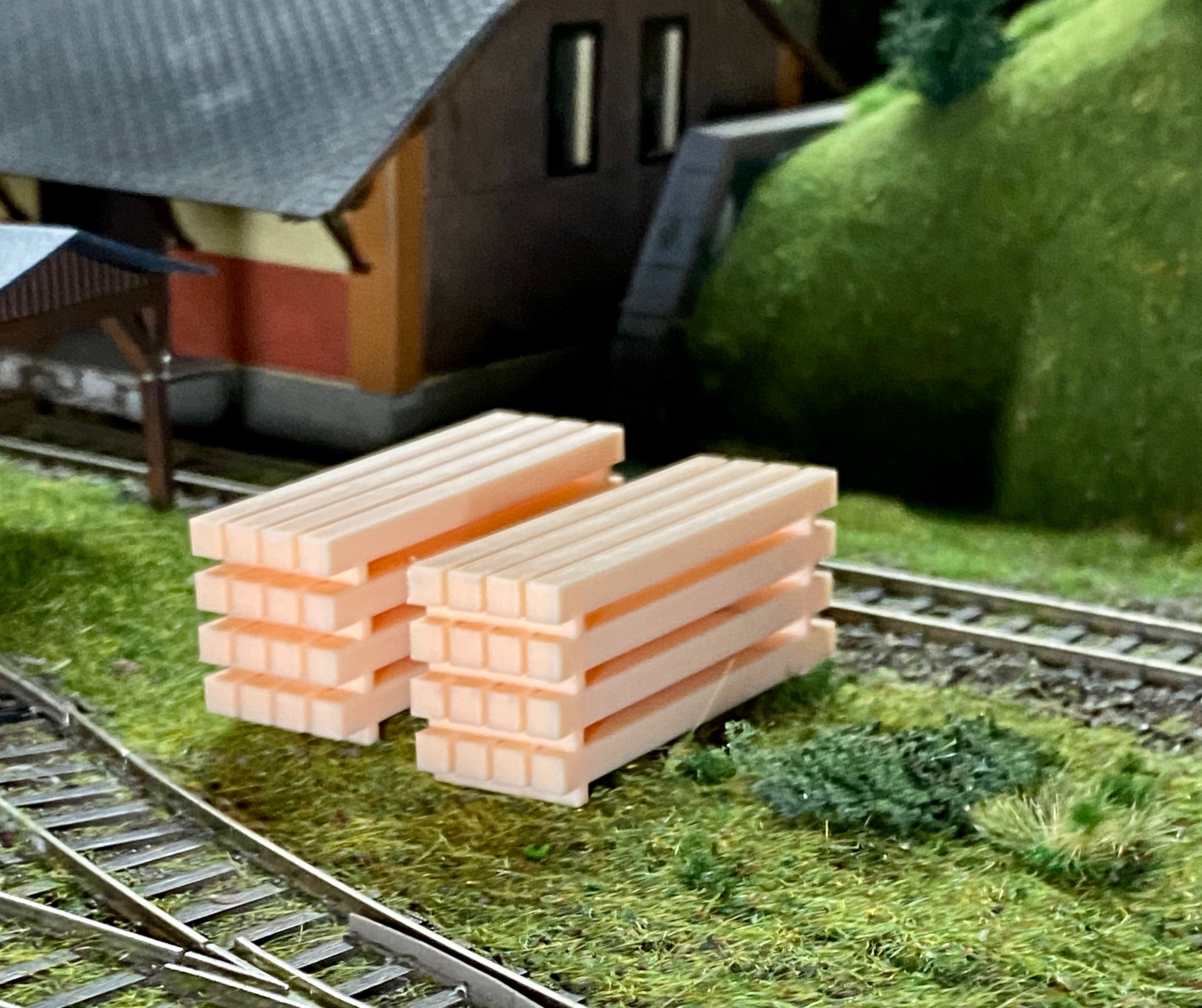 Wooden Beams Stack / Stapel Holzbalken / Paleta tramu in H0 / 1:87