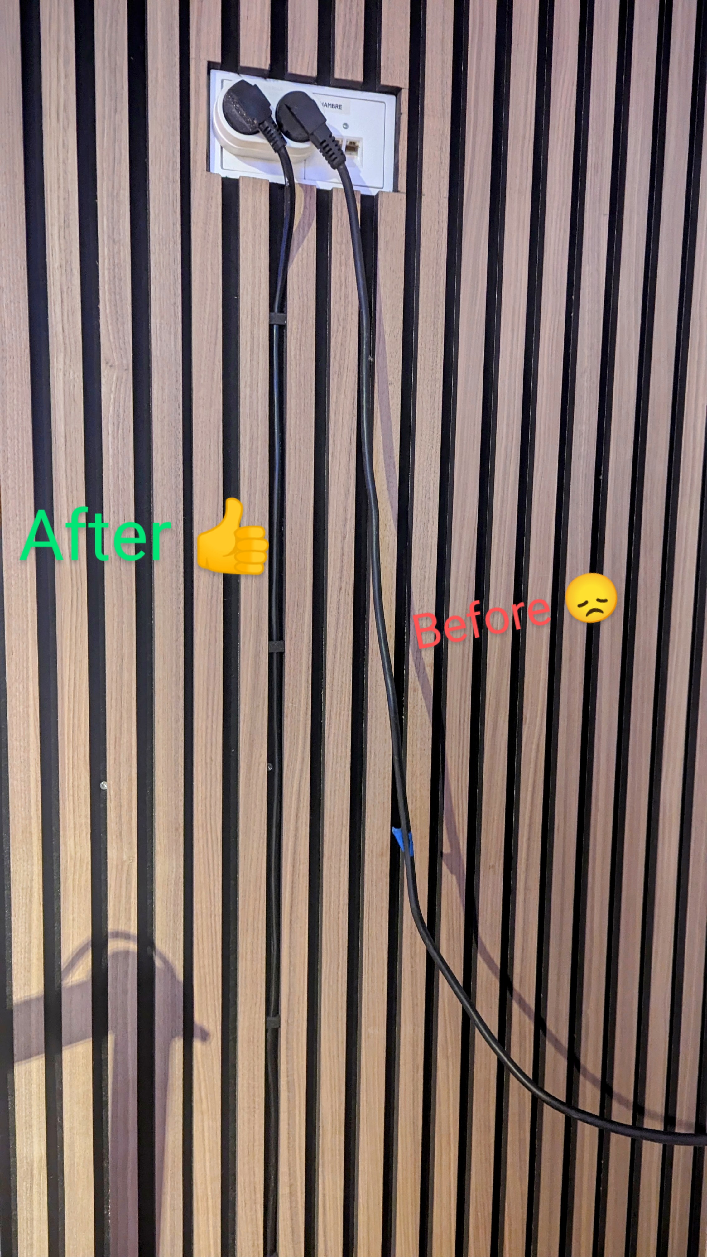 Nordic Acoustics wood and wool panel cable management