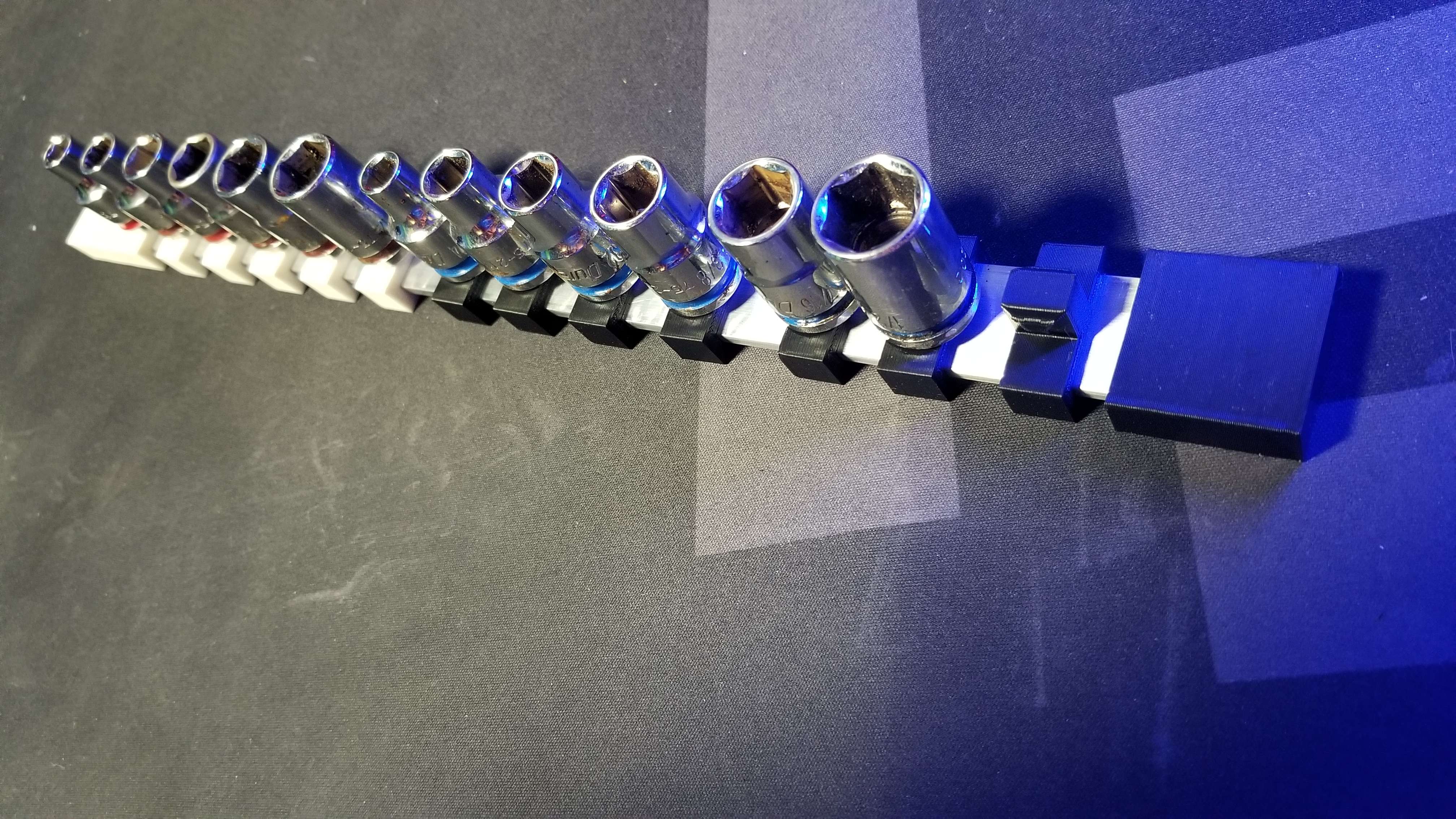 3/8" Drive socket organizer rail [UPDATED] by Over Download free STL