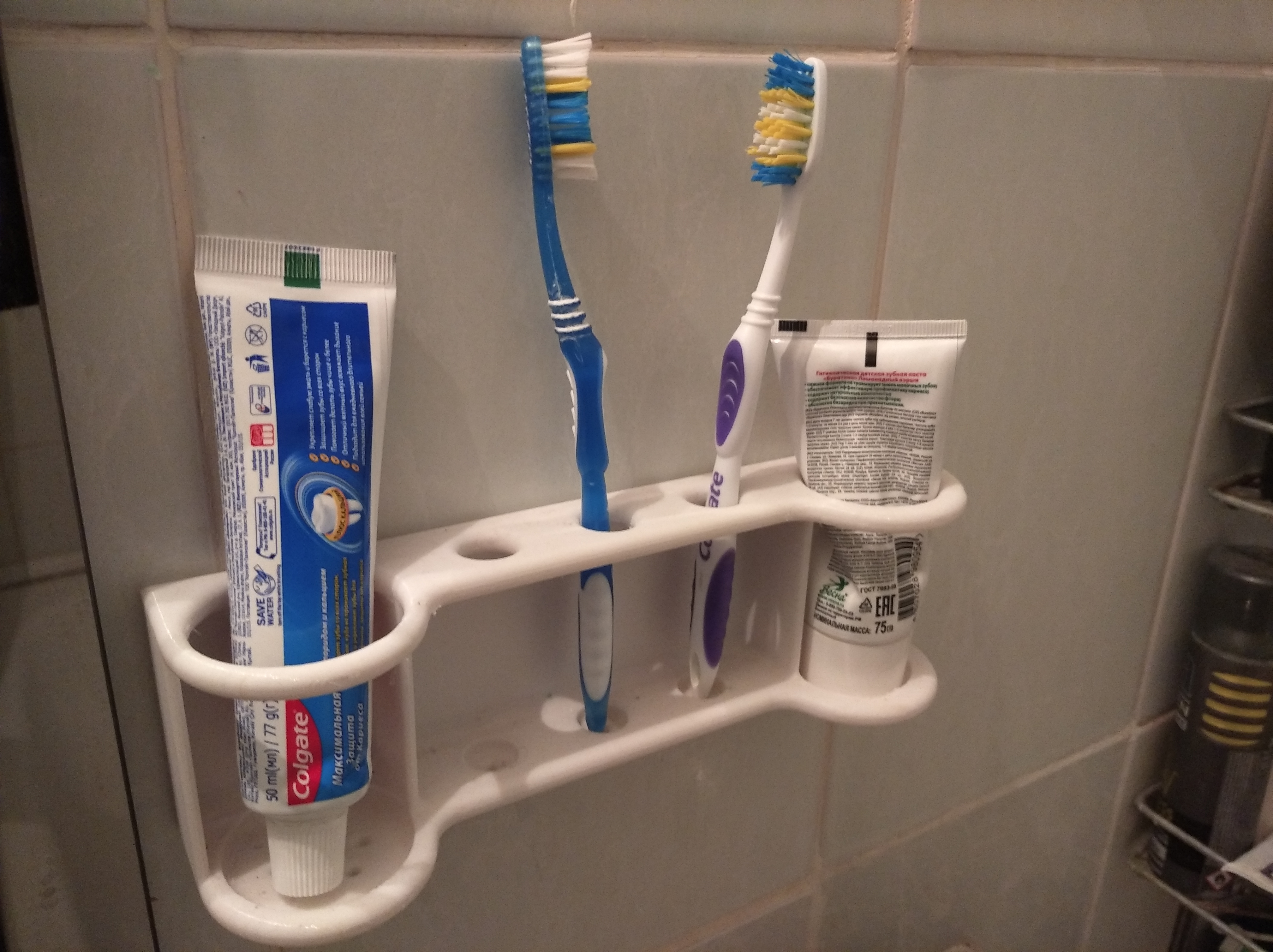 Полка для зубных щеток и тюбиков пасты. (shelf for toothbrushes and tubes of paste)