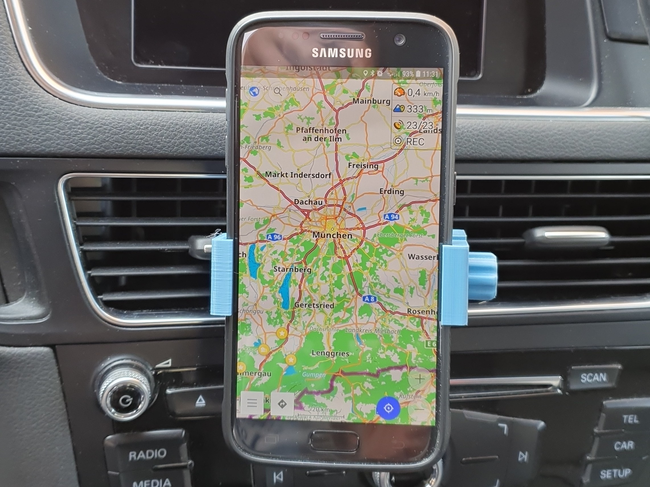Mobile phone holder for ball joint eco system