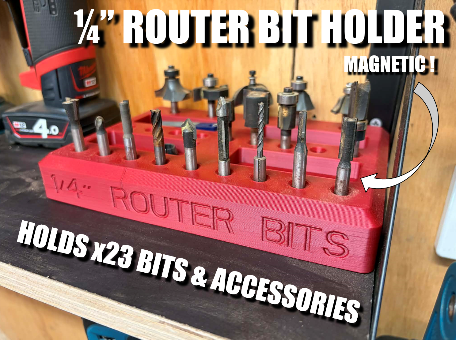 Magnetic 1/4" Router Bit Holder
