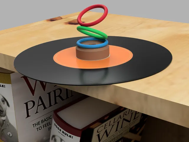 45 vinyl record adapter with spinning rings