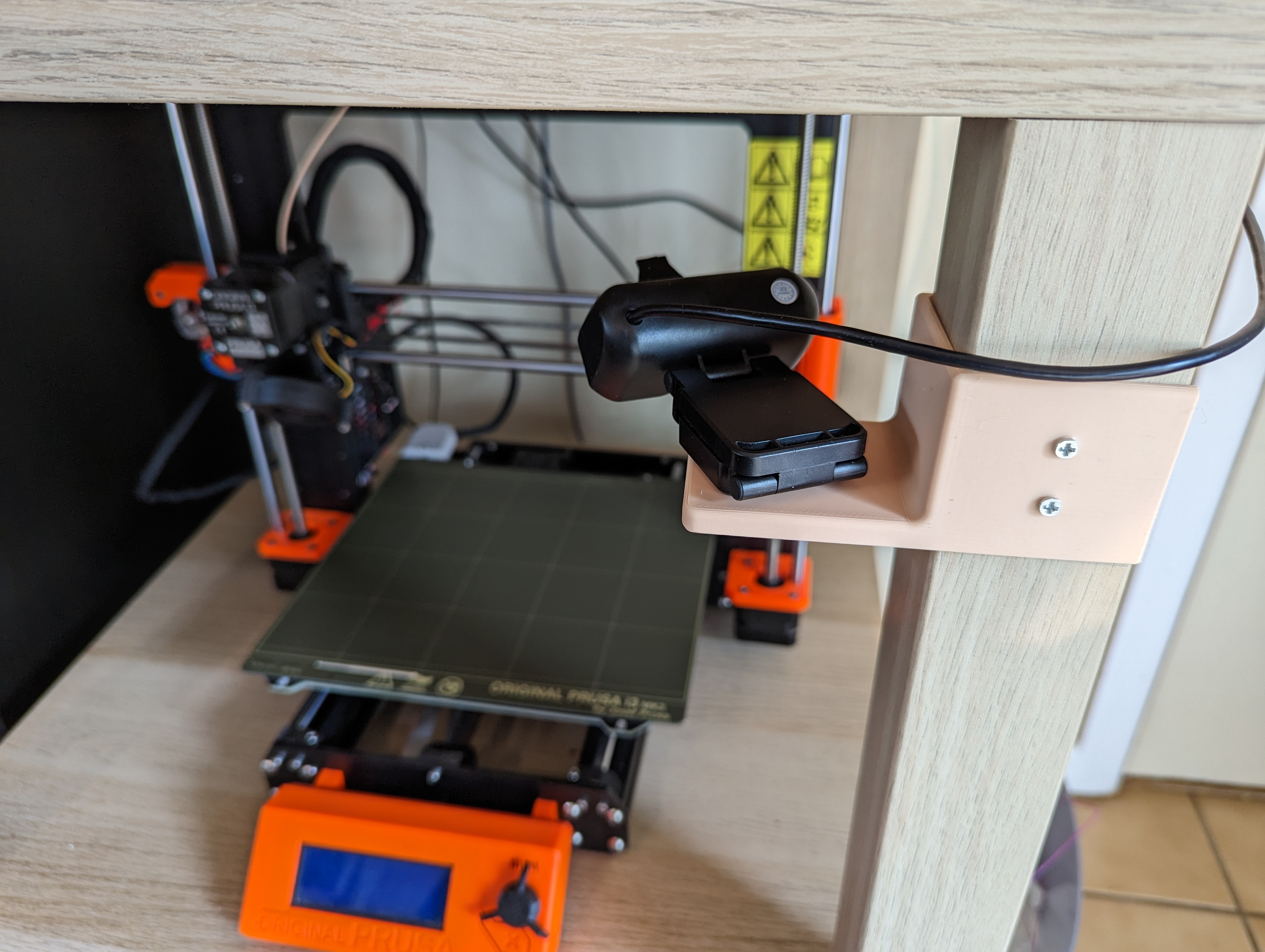 Camera mount for IKEA LACK printer table stack