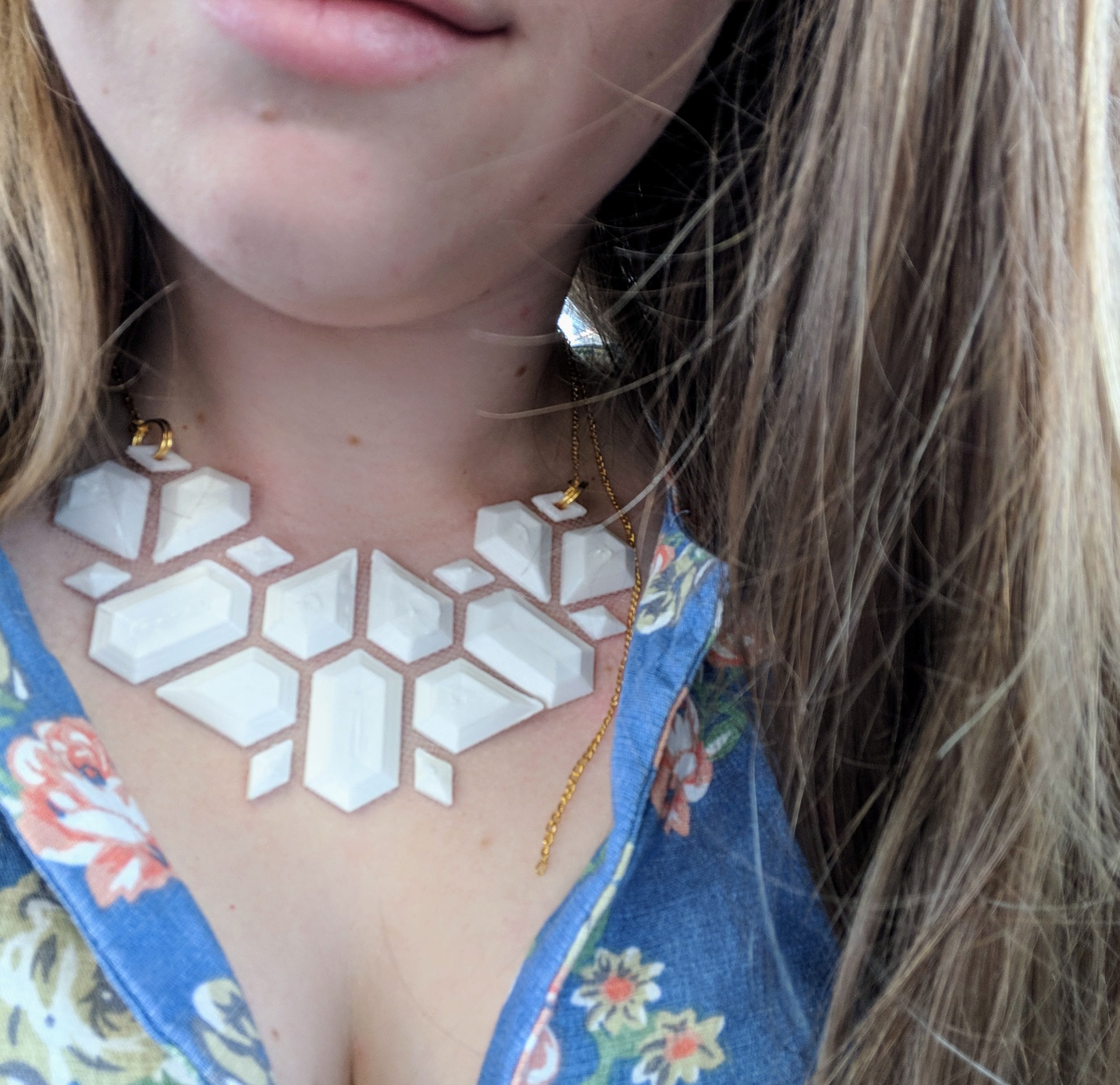 Geometric Floating Fabric Printed Necklace by Billie Ruben