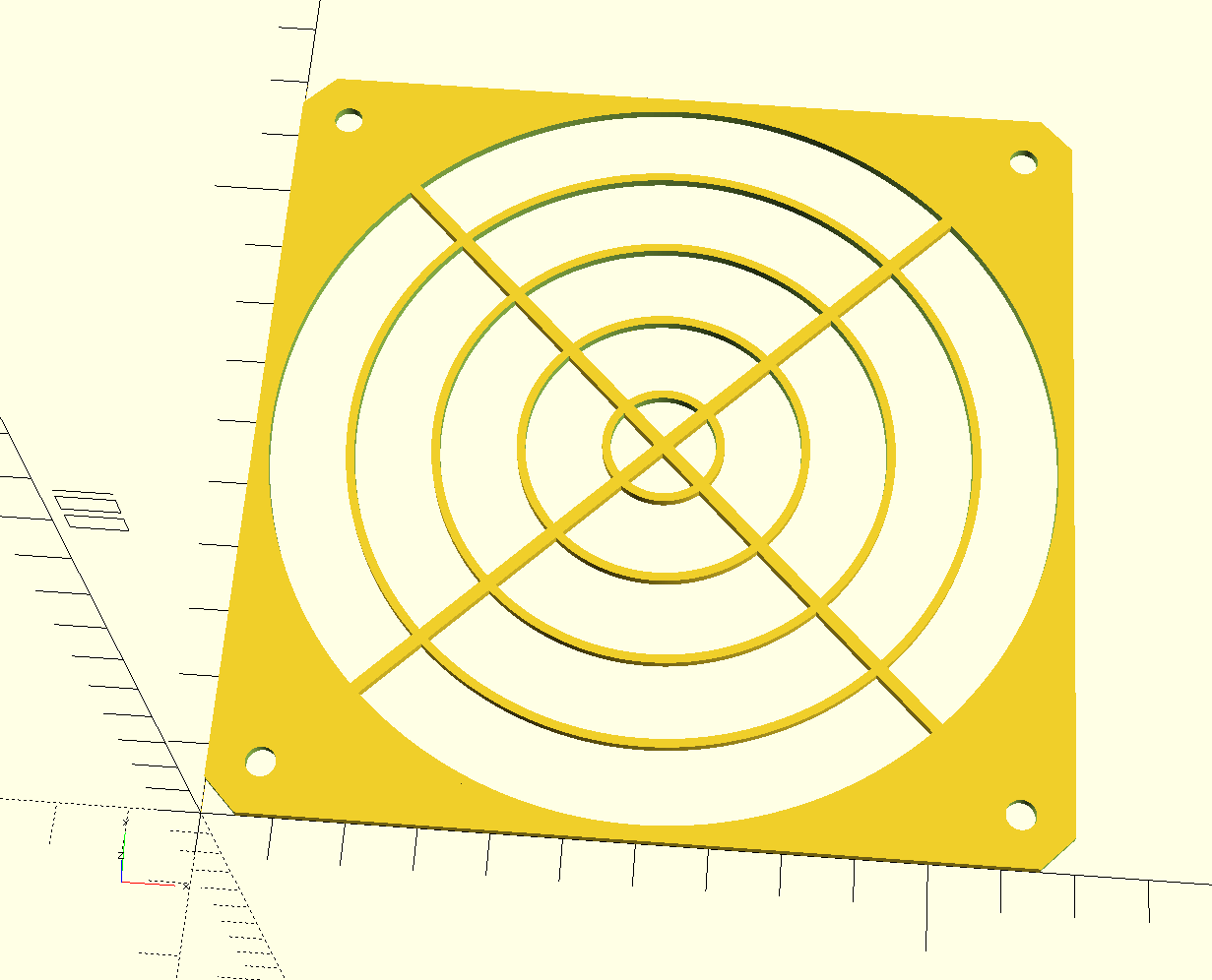 80mm, 120mm, 140mm parametric PC fan grill "wire" design